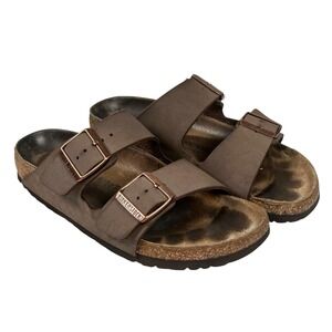 Birkenstock Arizona Brown Birko-Flor Double Buckle Mocca Sandals Sz 37 EU / 6 L